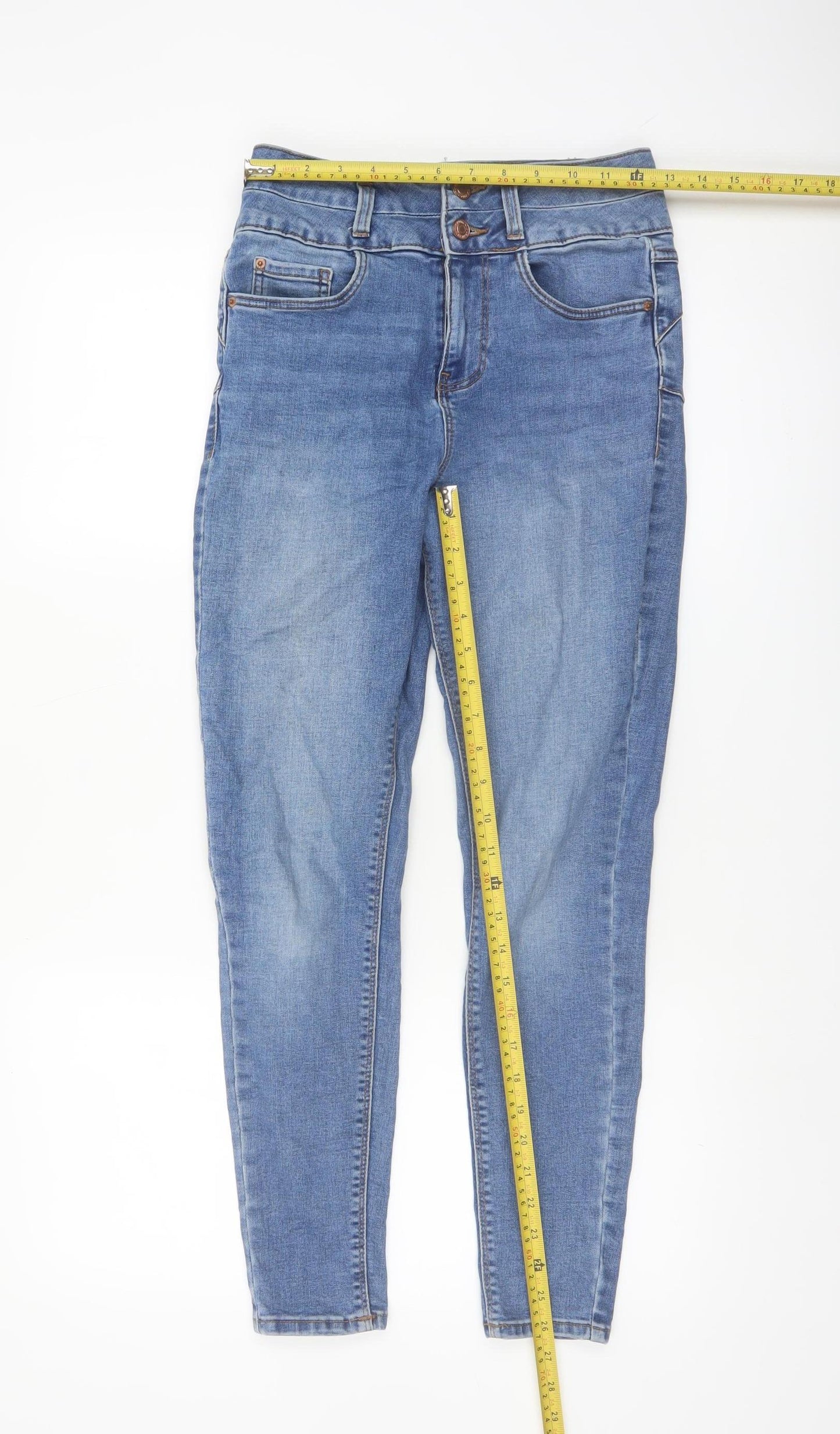 New Look Women Blue Skinny Jeans UK 8 Short High Rise Denim