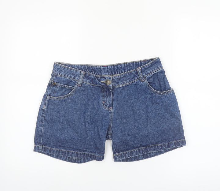 Denim Co Women Blue Cotton Chino Shorts Size 10 Casual