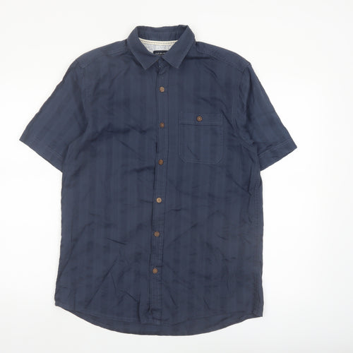 Boston Crew Men's Blue Cotton Short Sleeve Button-Up Shirt Size S