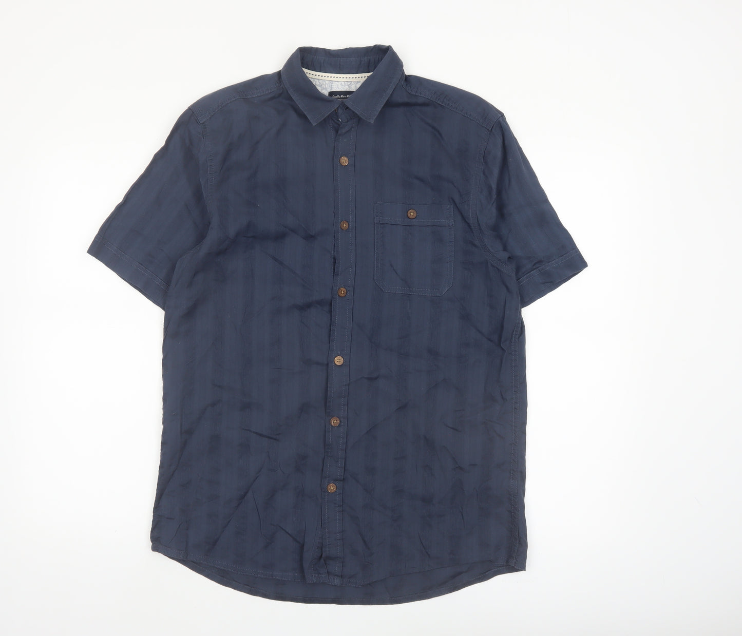 Boston Crew Men's Blue Cotton Short Sleeve Button-Up Shirt Size S