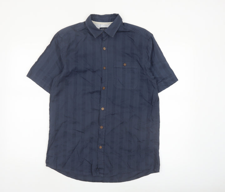 Boston Crew Men's Blue Cotton Short Sleeve Button-Up Shirt Size S