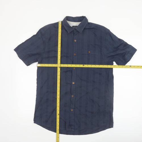 Boston Crew Men's Blue Cotton Short Sleeve Button-Up Shirt Size S