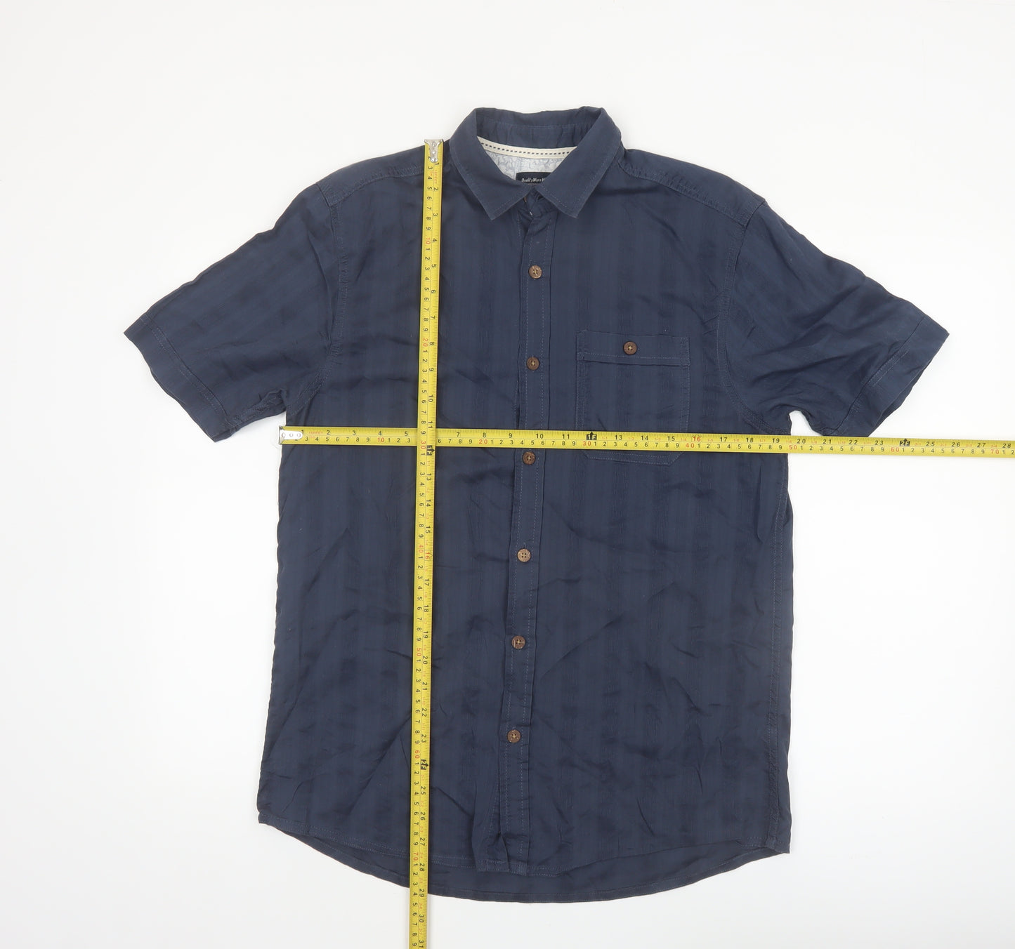 Boston Crew Men's Blue Cotton Short Sleeve Button-Up Shirt Size S