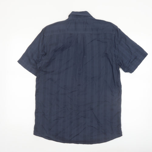 Boston Crew Men's Blue Cotton Short Sleeve Button-Up Shirt Size S
