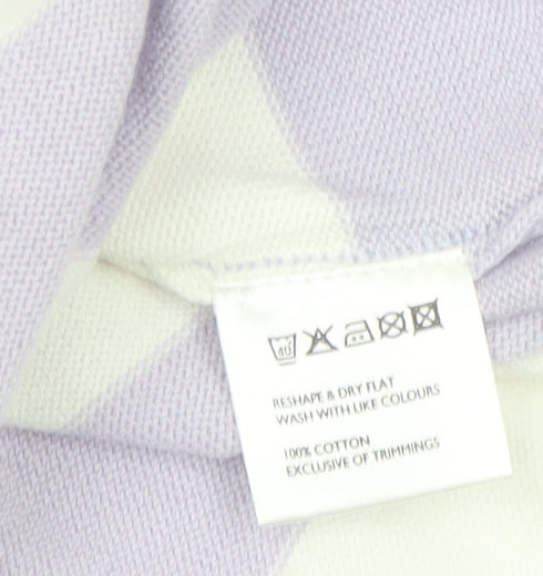 Editions Women Purple White Striped 100% Cotton Sleeveless Tank Top Size 12