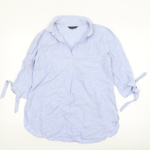 New Look Womens Blue 3/4 Sleeve Cotton Tunic Blouse Size 10