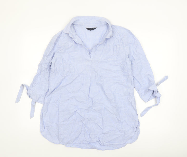 New Look Womens Blue 3/4 Sleeve Cotton Tunic Blouse Size 10