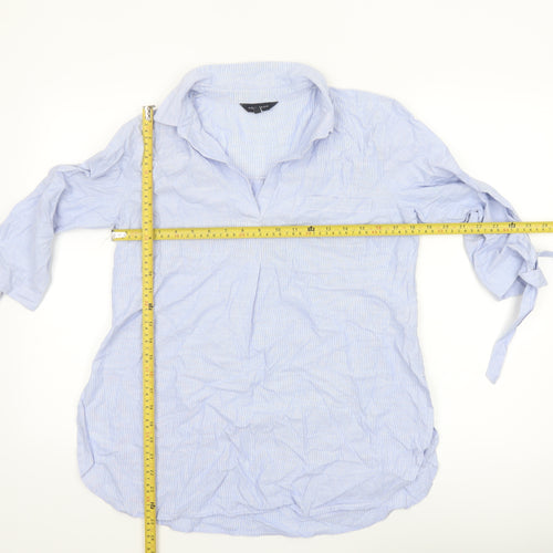 New Look Womens Blue 3/4 Sleeve Cotton Tunic Blouse Size 10