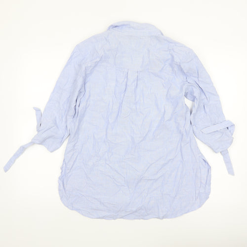 New Look Womens Blue 3/4 Sleeve Cotton Tunic Blouse Size 10