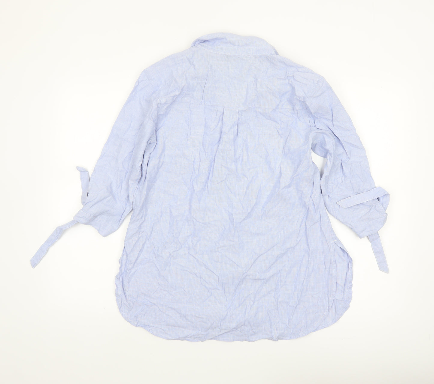 New Look Womens Blue 3/4 Sleeve Cotton Tunic Blouse Size 10