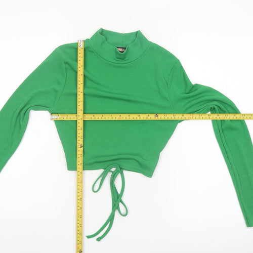 Pink Vanilla Women's Green Cropped Long Sleeve High Neck Top Size M
