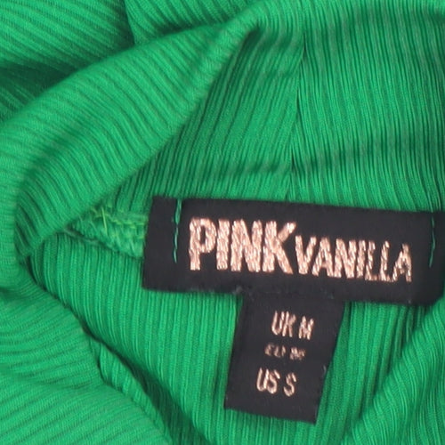 Pink Vanilla Women's Green Cropped Long Sleeve High Neck Top Size M