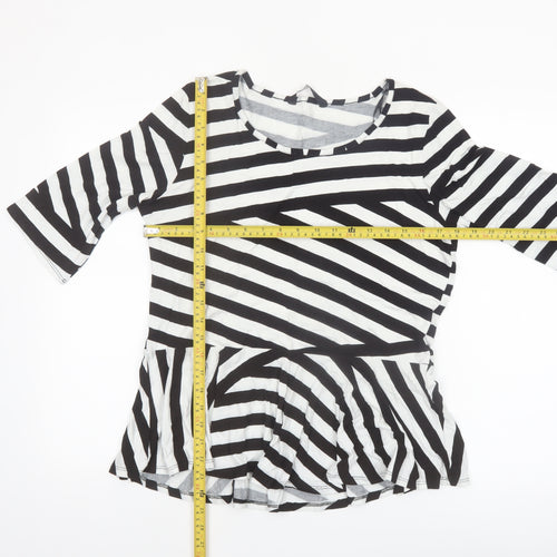 BHS Women’s Black White Striped Tunic Top Size 18 Viscose Stretch