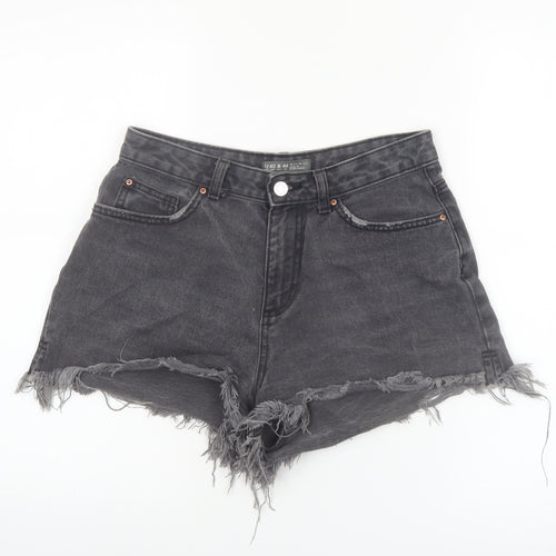 Denim Co Women Black High Rise Cut-Off Denim Shorts Size 12