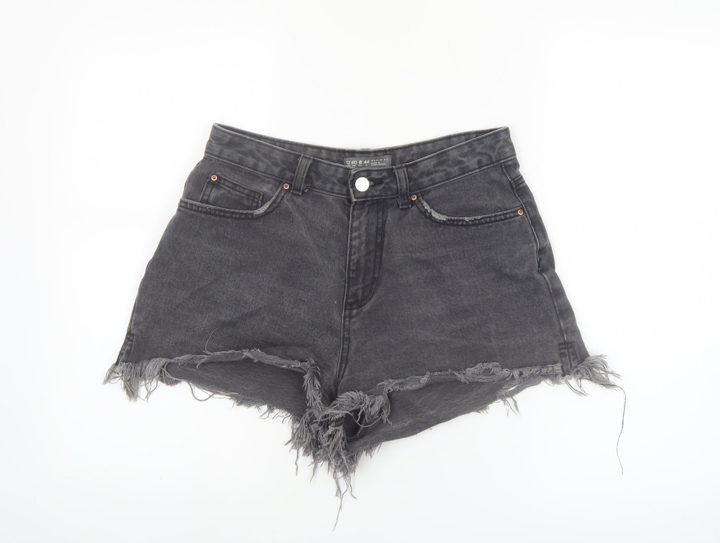 Denim Co Women Black High Rise Cut-Off Denim Shorts Size 12