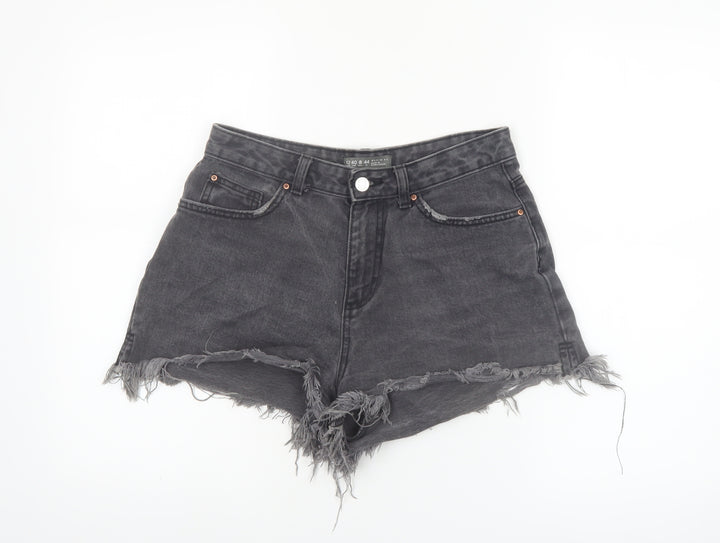 Denim Co Women Black High Rise Cut-Off Denim Shorts Size 12