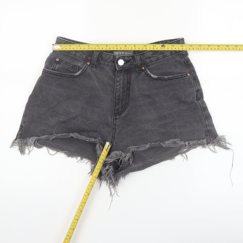 Denim Co Women Black High Rise Cut-Off Denim Shorts Size 12