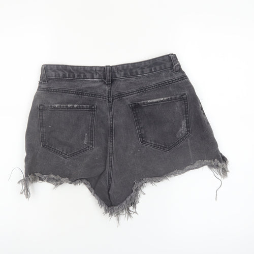 Denim Co Women Black High Rise Cut-Off Denim Shorts Size 12