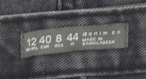 Denim Co Women Black High Rise Cut-Off Denim Shorts Size 12
