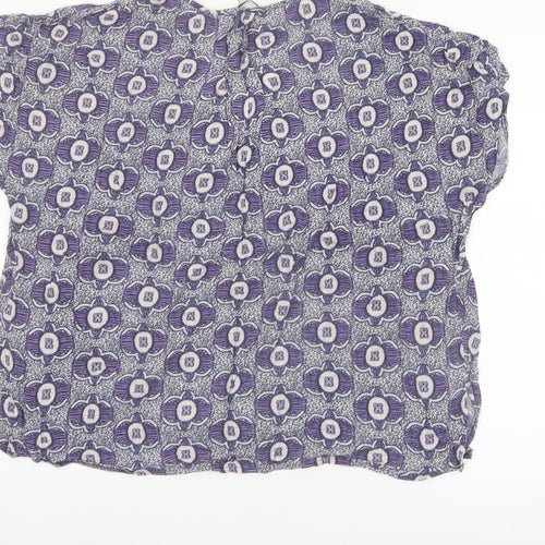 Next Women’s Purple Floral Viscose Tunic Blouse UK 16 Short Sleeve