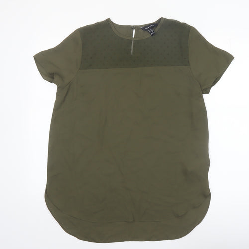 New Look Women’s Green Short Sleeve Crew Neck Chiffon Blouse Size 14