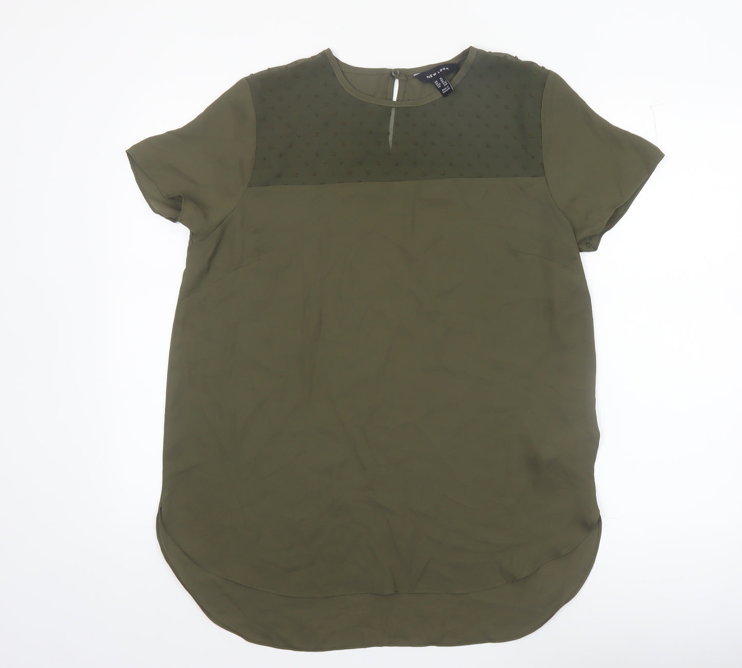 New Look Women’s Green Short Sleeve Crew Neck Chiffon Blouse Size 14