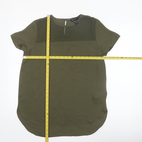 New Look Women’s Green Short Sleeve Crew Neck Chiffon Blouse Size 14