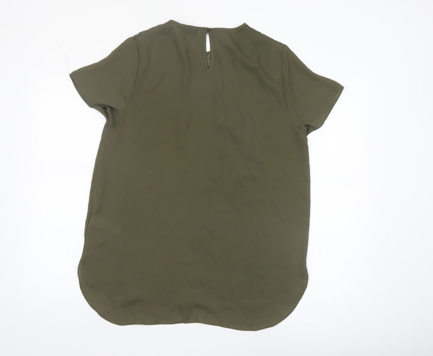 New Look Women’s Green Short Sleeve Crew Neck Chiffon Blouse Size 14
