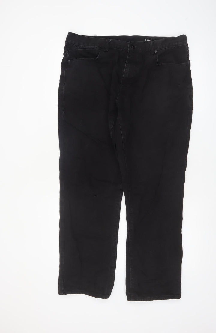 F&F Men's Black Straight Leg Jeans Size 36x30 Cotton Denim
