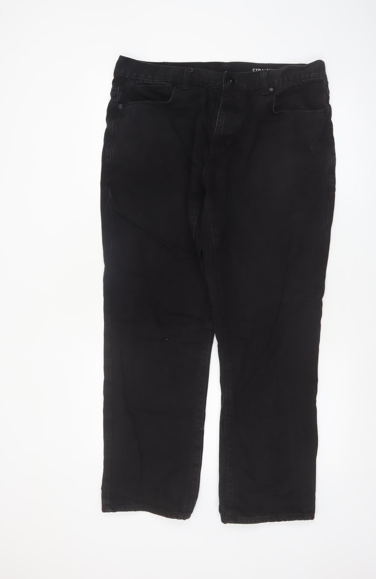 F&F Men's Black Straight Leg Jeans Size 36x30 Cotton Denim