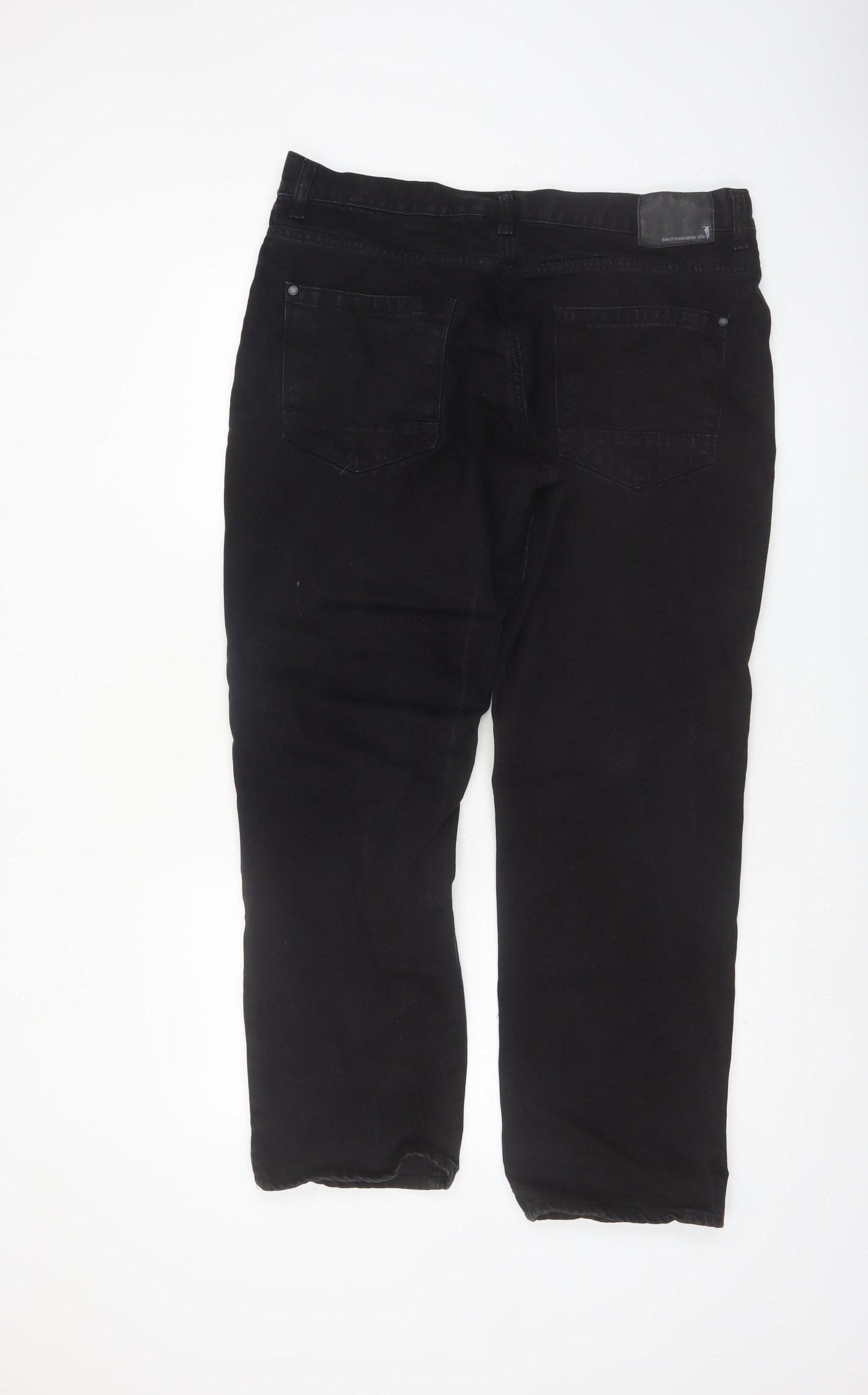 F&F Men's Black Straight Leg Jeans Size 36x30 Cotton Denim