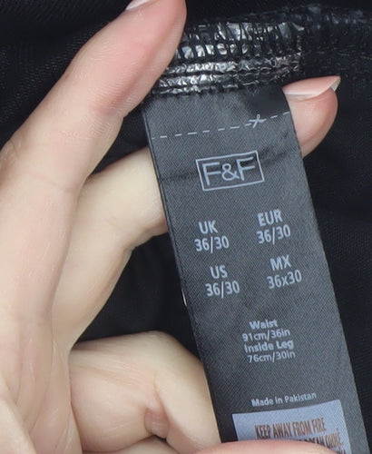 F&F Men's Black Straight Leg Jeans Size 36x30 Cotton Denim