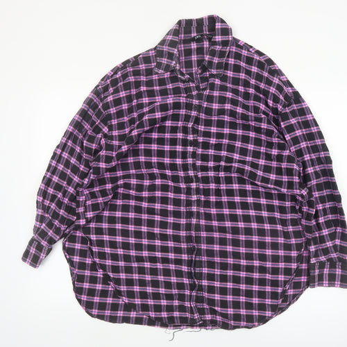 ZARA Women's Purple Check Flannel Button-Up Shirt Size S