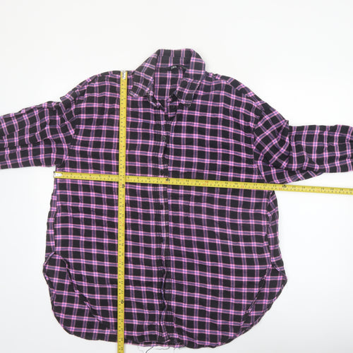 ZARA Women's Purple Check Flannel Button-Up Shirt Size S