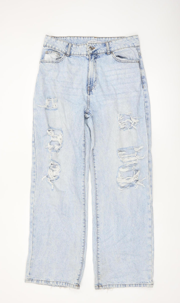 Primark Women’s Blue Light Wash Distressed Straight Jeans Size 14