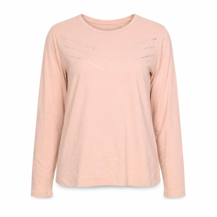 Wallis Women Pink Long Sleeve Rhinestone T-Shirt Size M