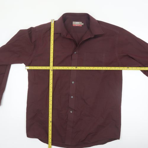 Marks and Spencer Men's Burgundy 16 Collar Long Sleeve Dress Shirt