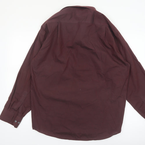 Marks and Spencer Men's Burgundy 16 Collar Long Sleeve Dress Shirt