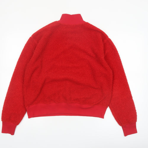 Topshop Womens Red 1/2 Zip Fleece Pullover Sweatshirt UK 10