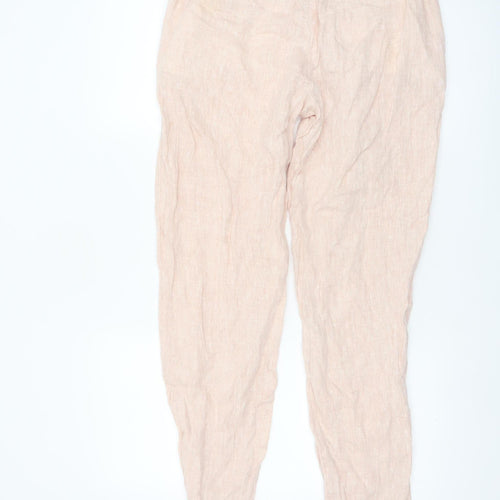 Marks and Spencer Women's Pink Linen Paperbag Tapered Trousers Size 10