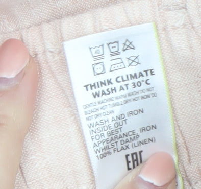 Marks and Spencer Women's Pink Linen Paperbag Tapered Trousers Size 10