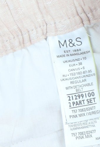 Marks and Spencer Women's Pink Linen Paperbag Tapered Trousers Size 10