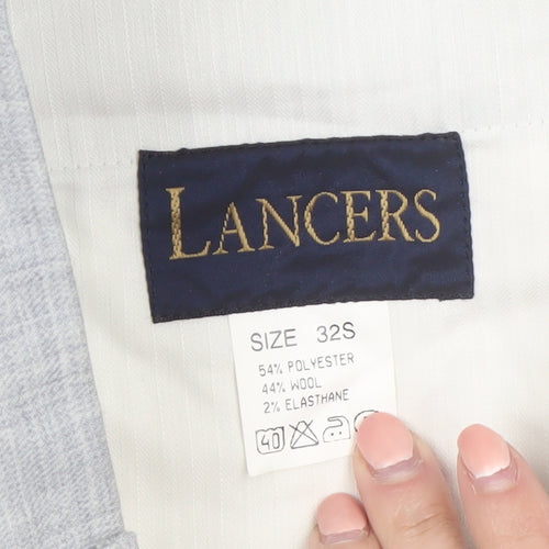 Lancers Men's Grey Wool Blend Dress Pants 32S Regular Fit Formal Trousers
