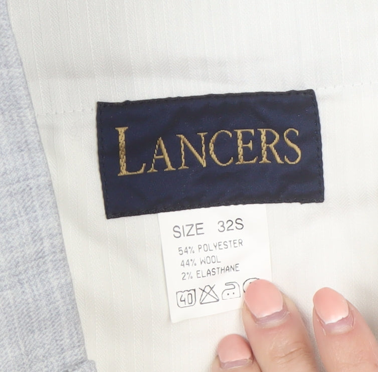 Lancers Men's Grey Wool Blend Dress Pants 32S Regular Fit Formal Trousers