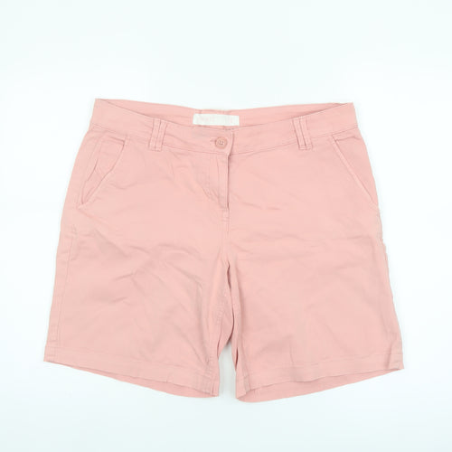 Next Women Pink Chino Shorts Size 14 Cotton Blend Casual