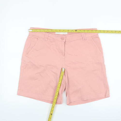 Next Women Pink Chino Shorts Size 14 Cotton Blend Casual