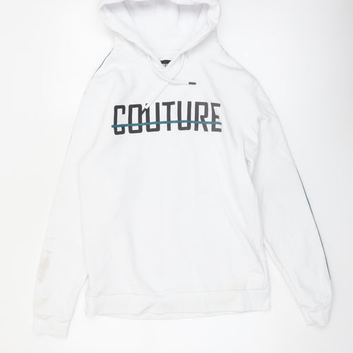 Fresh Couture Men’s White Hoodie Medium Designer Pullover