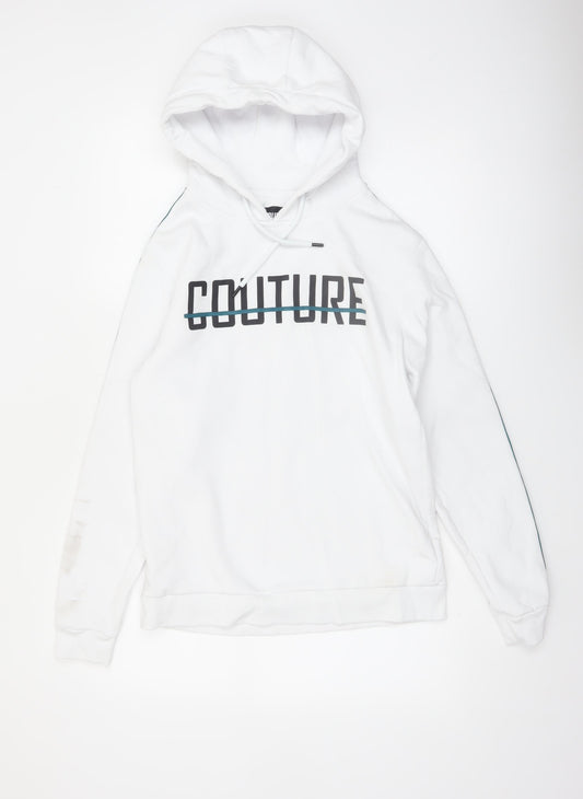 Fresh Couture Men’s White Hoodie Medium Designer Pullover