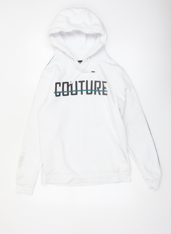 Fresh Couture Men’s White Hoodie Medium Designer Pullover