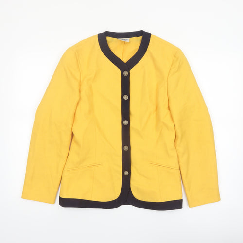 Eastex Women's Yellow Woven Blazer Jacket UK 10 Single-Breasted Classic